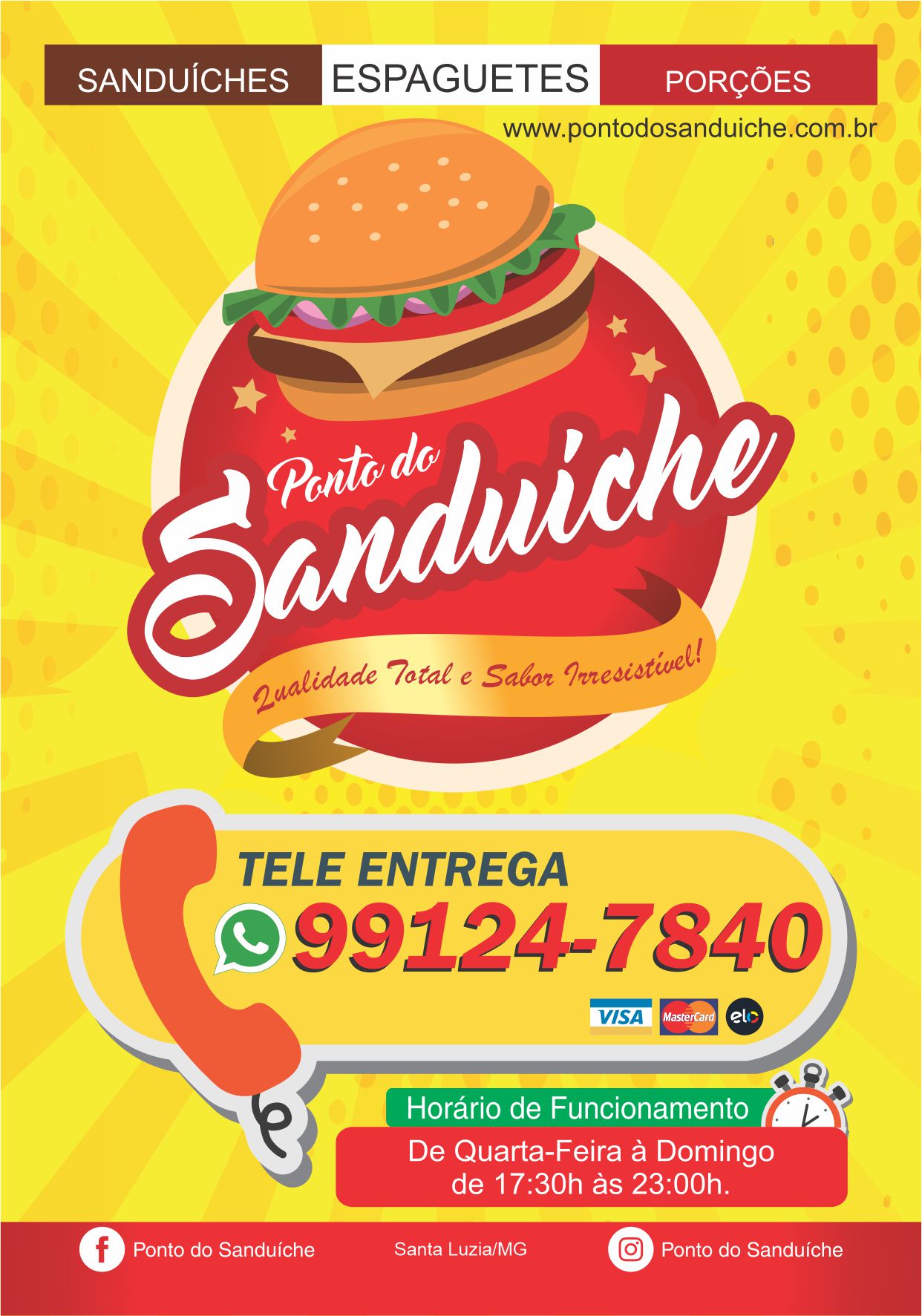 Ponto do Sanduche, Tele entrega de lanches em Santa Luzia