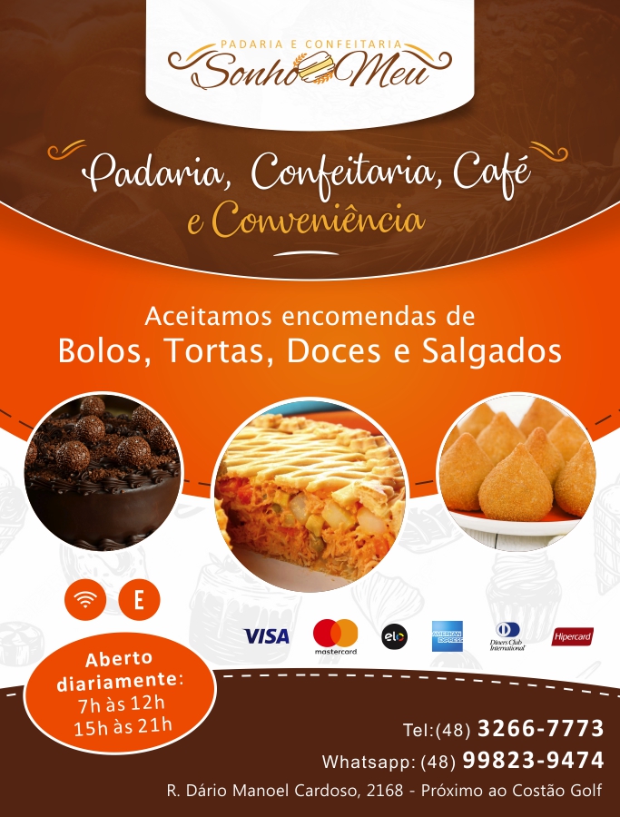 Confeitaria em Ingleses, Norte da Ilha, Florianpolis, Encomenda de doces, bolos, tortas e salgados